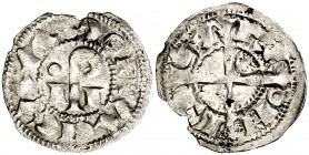 Comtat de Carcassona. Roger II Trencavell (1167-1194). Carcassona. Diner. (Cru.V.S. 143) (Cru.Occitània 19) (Cru.C.G. 2004 var). Defecto de cospel. Ra...
