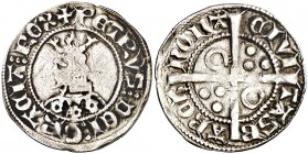 Pere III (1336-1387). Barcelona. Croat. (Cru.V.S. 401) (Cru.C.G. 2220). Flores de cinco pétalos en el vestido. 3,15 g. MBC.