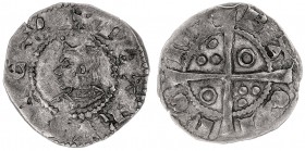 Pere III (1336-1387). Barcelona. Diner. (Cru.V.S. 427 var) (Cru.C.G. 2237 var). Letras A y V latinas. 1,17 g. MBC.