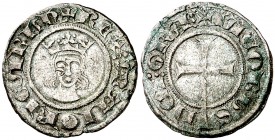 Jaume II de Mallorca (1276-1285/1298-1311). Mallorca. Diner. (Cru.V.S. 544) (Cru.C.G. 2509). Letras A góticas. Escasa. 0,95 g. MBC+.