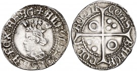 Alfons IV (1416-1458). Perpinyà. Croat. (Cru.V.S. 825.7 var) (Badia falta) (Cru.C.G. 2868j var). La G de ARAG sobre un adorno. Limpiada. Rara. 3,2 g. ...