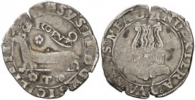 Alfons II de Nàpols (1494-1495). Nàpols. Mig carli. (Cru.V.S. 1095, mismo ejemplar) (Cru.C.G. 3511). Ex Colección Crusafont 27/10/2011, nº 723. Muy ra...
