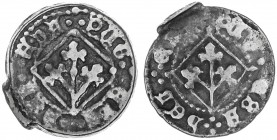 (s. XIV). Lleida. Pugesa. (Cru.C.G. 3753 var) (Cru.L. 1741 var). EDA en una de las caras. Variante de puntuación. 2,71 g. MBC-.