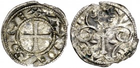 Alfonso VII (1126-1157). Segovia o Zaragoza. Dinero. (AB. 19, de Alfonso I de Aragón) (M.M. A7:96.5). Leves manchitas. Ex Áureo 27/04/2000, nº 1302. M...