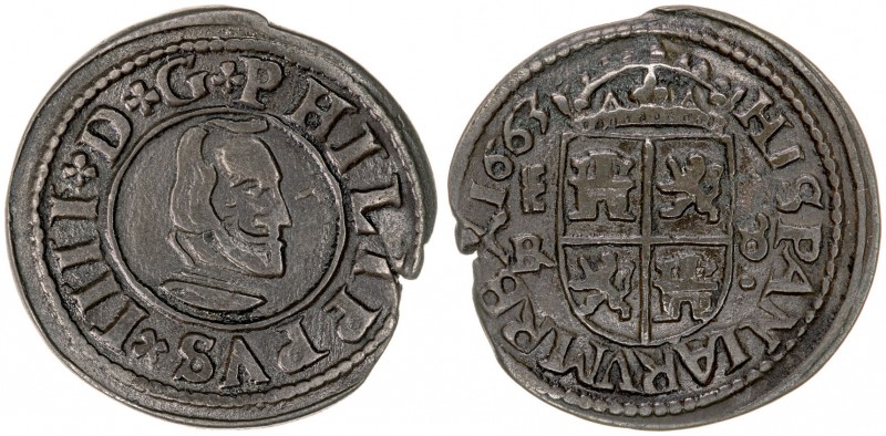 1663. Felipe IV. Segovia. BR. 8 maravedís. (AC. 395). 1,95 g. MBC.