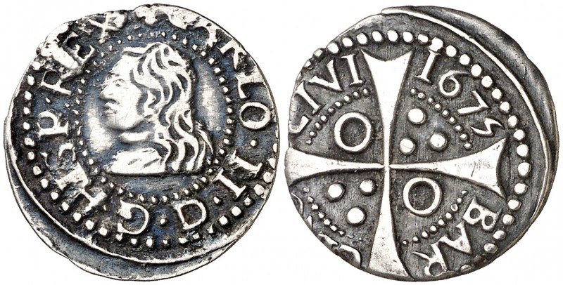 1675. Carlos II. Barcelona. 1 croat. (AC. 200) (Cru.C.G. 4904g). CARLO. 2,12 g. ...