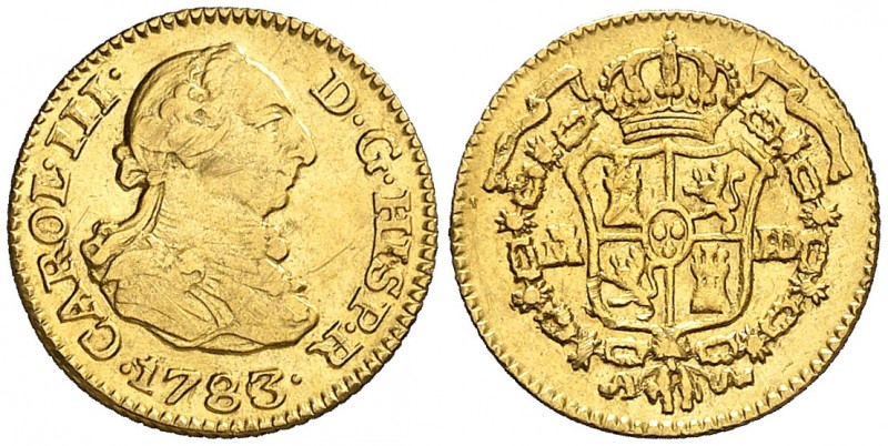 1783/0. Carlos III. Madrid. JD/PJ. 1/2 escudo. (AC. 1272.1). 1,79 g. MBC/MBC+.