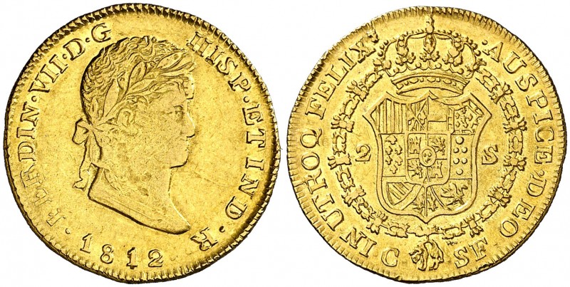 1812. Fernando VII. Catalunya (Mallorca). SF. 2 escudos. (AC. 1587). Sin punto e...