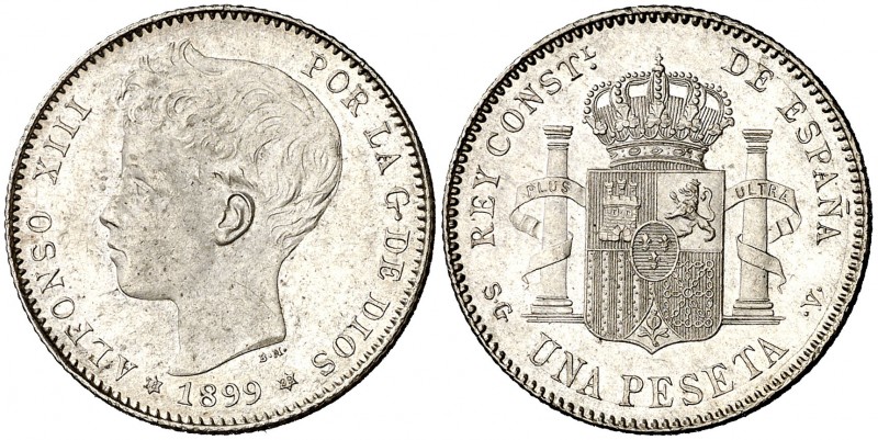 1899*1899. Alfonso XIII. SGV. 1 peseta. (AC. 57). 4,93 g. EBC+.