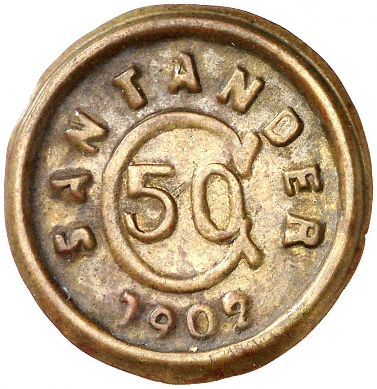 Colombia. Santander (en Bucaramanga). 50 céntimos. (Restrepo 412-1) (Kr. A3). Es...