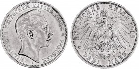 Alemania. Prusia. 1912. Guillermo II. A (Berlín). 3 marcos. (Kr. 527). AG. 16,63 g. EBC-.