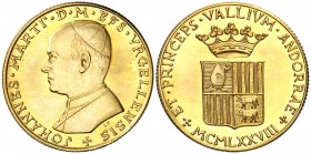 Andorra. 1978. 1 soberano. (Fr. 2) (Kr. falta). Leyenda en latín. En carterita oficial con certificado. AU. 8,06 g. S/C.