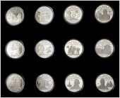 Bahamas. 1991 y 1992. Isabel II. 5 dólares. (Kr. 139 a 150). 500º Aniversario de las Américas. Serie completa de 12 monedas, en estuche con certificad...