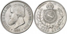 Brasil. 1888. Pedro II. 2000 reis. (Kr. 485). AG. 25,44 g. MBC.