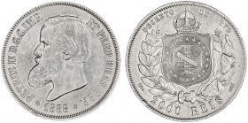 Brasil. 1888. Pedro II. 2000 reis. (Kr. 485). Rayitas. AG. 25,47 g. MBC/MBC+.