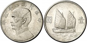 China. Año 23 (1934). 1 dólar. (Kr. 345). Leves marquitas. AG. 26,56 g. EBC-.
