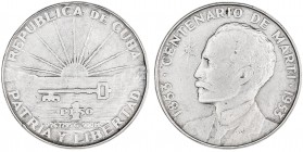 Cuba. 1953. 1 peso. (Kr. 29). José Martí. Golpecitos. AG. 26,60 g. MBC.