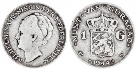 Curaçao. 1944. Guillermina. D (Denver). 1 gulden. (Kr. 45). AG. 9,80 g. BC+/MBC-.