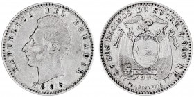 Ecuador. 1895. Filadelfia. TF. 2 décimos. (Kr. 51.4). AG. 5,01 g. MBC/MBC+.