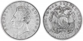 Ecuador. 1944. M (México). 2 sucres. (Kr. 80). AG. 9,94 g. EBC-.