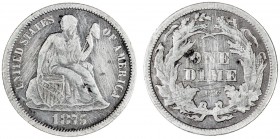 Estados Unidos. 1875. CC (Carson City). 1 dime. (Kr. A92). Rayitas. Escasa. AG. 2,46 g. BC+.