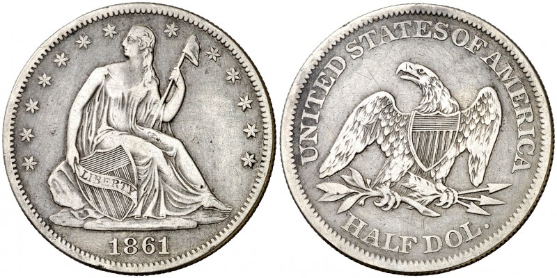 Estados Unidos. 1861. Filadelfia. 1/2 dólar. (Kr. A68). AG. 12,23 g. MBC.