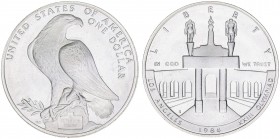 Estados Unidos. 1984. S (San Francisco). 1 dólar. (Kr. 210). Juegos Olímpicos-Los Ángeles'84. Estadio de Los Ángeles. En estuche oficial. AG. 26,69 g....