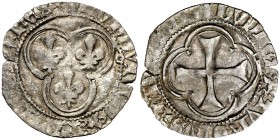 Francia. Luis XI (1461-1483). Double tournois. (D. 562). Vellón. 1,14 g. MBC+.