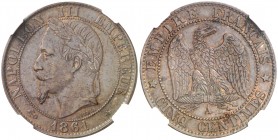 Francia. 1861. Napoleón III. A (París). 5 céntimos. (Kr. 797). Encapsulada. CU. EBC-/EBC.