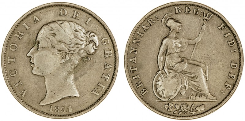 Gran Bretaña. 1854. Victoria. 1/2 penique. (Kr. 726). CU. 9,32 g. MBC-.