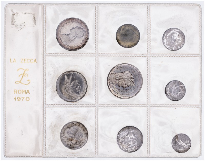 Italia. 1970. R (Roma). 1, 2, 5, 10, 20, 50, 100, 500 y1000 liras. (Kr. MS3). Se...