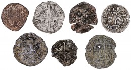 Lote de 6 monedas medievales europeas. Imprescindible examinar. MC/MBC-.