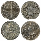 1612, 1615, 1616 y 1619. Felipe III. Barcelona. 1 diner. Lote de 4 monedas. A examinar. MBC-/MBC+.