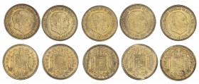 1963. Franco. 1 peseta. Lote de 10 monedas. A examinar. S/C-/S/C.