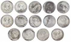 1957*58, 59, 61, 64 a 72, 74 y 75. Franco. 25 pesetas. (AC. 116 a 127, 129 y 130). 14 monedas, todas distintas. EBC/Proof.