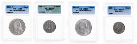Alemania. 1874 a 1951. Lote de 4 monedas: 1 marco 1874, 3 marcos de Wurttemberg 1910 y 1914, y 2 marcos 1951. Encapsuladas por la ICG. MBC+/EBC+.