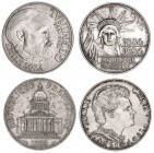 Francia. 1983 a 1986. 100 francos. Lote de 4 monedas distintas en plata. A examinar. EBC-/EBC+.