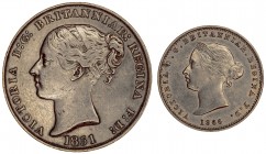 Jersey. 1851 y 1866. Victoria. 1/26 y 1/13 de chelín. Lote de 2 monedas. CU. MBC/EBC.
