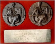 (1968). Zaragoza. Al Presidente del Concejo de Caracas. Estuche con 2 medallas y placa explicativa. Ø75 mm. S/C.
