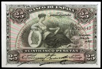 1907. 25 pesetas. (Ed. B102) (Ed. 318). 15 de julio. Leves dobleces. Escaso. MBC+.