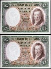 1931. 25 pesetas. (Ed. C9) (Ed. 358). 25 de abril, Vicente López. Pareja correlativa. Escasos así. S/C.