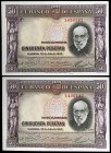 1935. 50 pesetas. (Ed. C17) (Ed. 366). 22 de julio, Ramón y Cajal. Pareja correlativa, sin serie. S/C-.