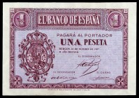 1937. Burgos. 1 peseta. (Ed. D26a) (Ed. 425a). 12 de octubre. Serie B. Una esquina rozada. S/C-.
