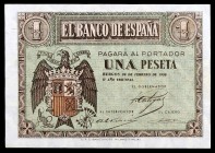 1938. Burgos. 1 peseta. (Ed. D28b) (Ed. 427b). 28 de febrero. Serie G. EBC+.