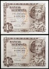 1948. 1 peseta. (Ed. D58) (Ed. 457). 19 de junio, Dama de Elche. Pareja correlativa, sin serie. S/C-.