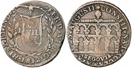 1812. Fernando VII. Segovia. Proclamación de la Constitución. (RAH. 476-481) (Ruiz Trapero 433 y 434) (V. 297) (V.Q. 14193). Bronce. 5,27 g. Ø26 mm. M...