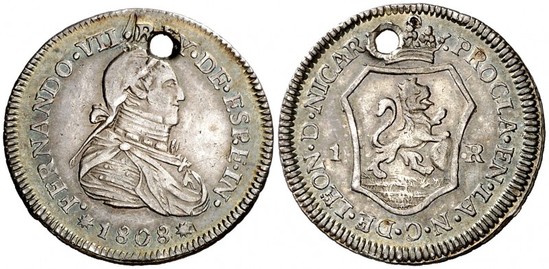 1808. Fernando VII. León de Nicaragua. Proclamación con valor 1 real. (AC. 562) ...