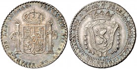 1808. Fernando VII. Oaxaca. Proclamación. (Grove F-96) (Ha. 42) (Medina 333) (Ruiz Trapero 354) (V. 234) (V.Q. 13301). Grabador: P. García Aguirre. Mu...