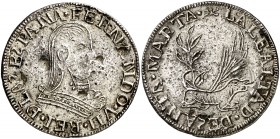 1808. Fernando VII. Santa Marta. Proclamación. (Ha. 81) (Medina 384) (V.Q. 13334). Golpes. Rarísima, no hemos tenido ningún ejemplar. Plata fundida. 1...