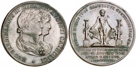 1816. Fernando VII. Cádiz. Matrimonio con Isabel de Braganza. (RAH. 499 y 500) (Ruiz Trapero 477) (V. 324) (V.Q. 14213 var metal). Leves golpecitos. B...
